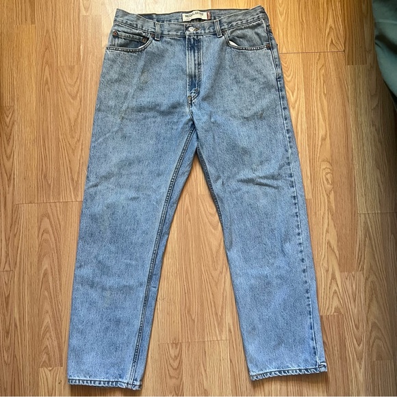 Levis 505 Jeans Mens 36x30 Y2K Blue Regular Fit Straight Leg Denim Workwear Pant - Picture 1 of 10
